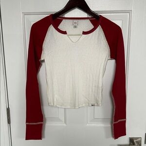 BDG by Urban Outfitters Contrast Red and White Long Sleeve Top